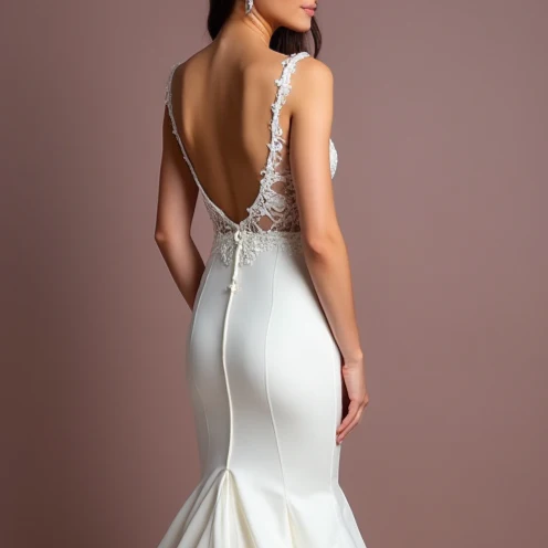 Mermaid Wedding Dress with a Chapel Train for a Classic Bridal Look - Image 5