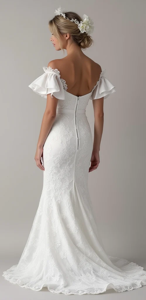 Mermaid Wedding Dress with a Deep V-Neck for a Bold and Sexy Look - Image 3