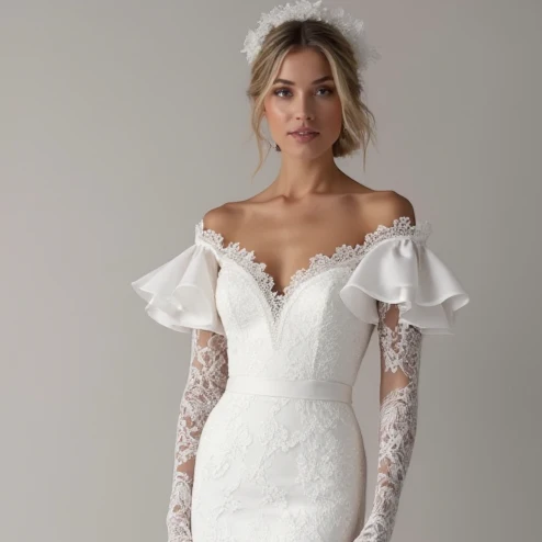 Mermaid Wedding Dress with a Deep V-Neck for a Bold and Sexy Look - Image 4