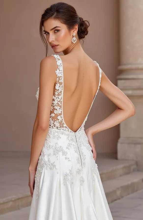Mermaid Wedding Gown with a Deep V-Neckline for a Bold Bridal Look - Image 3