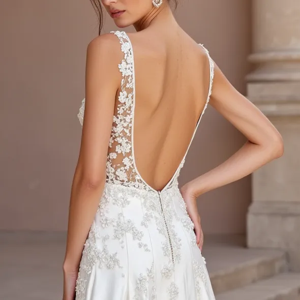 Mermaid Wedding Gown with a Deep V-Neckline for a Bold Bridal Look - Image 5