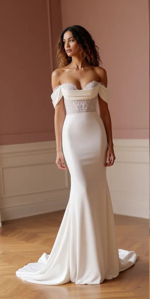 Mermaid Wedding Gown with a Long Train for a Dramatic Wedding Entrance - Image 2