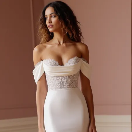 Mermaid Wedding Gown with a Long Train for a Dramatic Wedding Entrance - Image 4