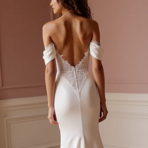 Mermaid Wedding Gown with a Long Train for a Dramatic Wedding Entrance - Image 5