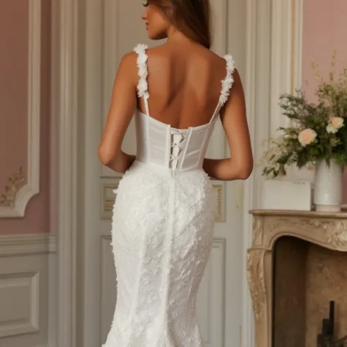 Mermaid Wedding Gown with a Luxurious Long Train for a Grand Entrance - Image 5