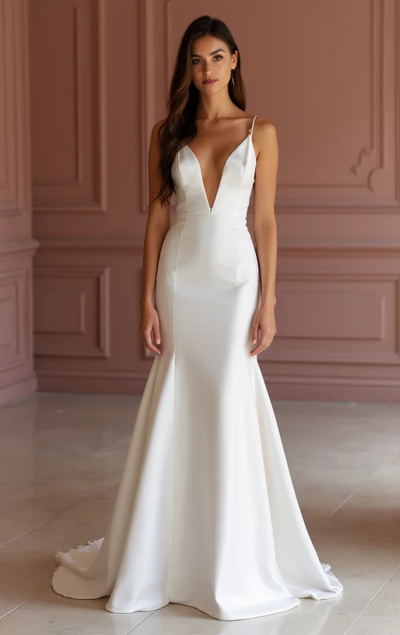 Mermaid White Wedding Dress with Crystal Details for a Sparkling Bridal Moment - Image 2