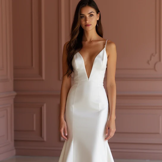 Mermaid White Wedding Dress with Crystal Details for a Sparkling Bridal Moment - Image 4