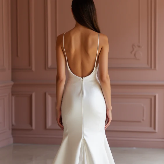 Mermaid White Wedding Dress with Crystal Details for a Sparkling Bridal Moment - Image 5