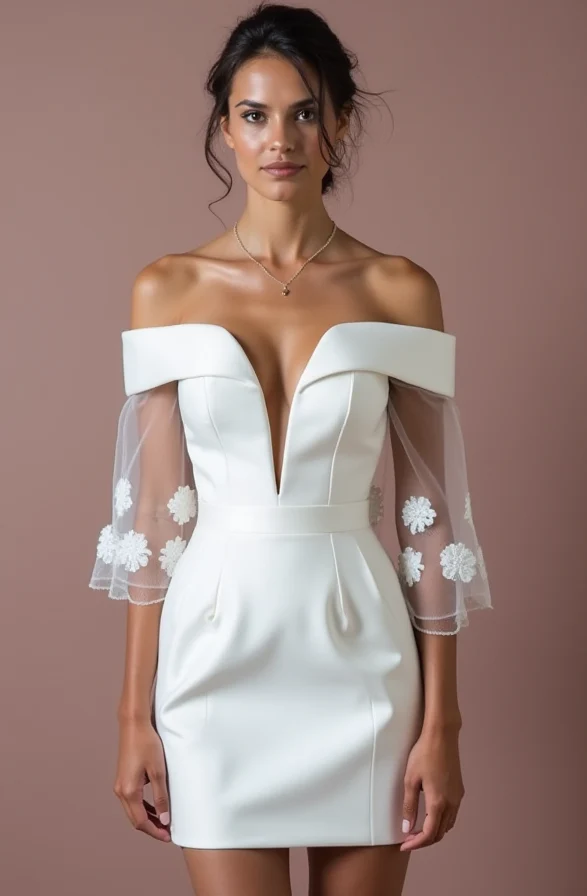 Mini Short Wedding Dress with a Classic A-Line Fit for Chic Brides - Image 2