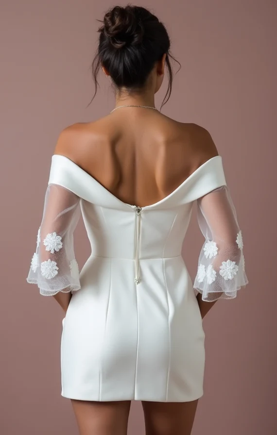 Mini Short Wedding Dress with a Classic A-Line Fit for Chic Brides - Image 3