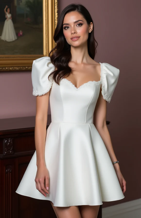Mini Short Wedding Dress with Lace and Tulle for a Romantic and Elegant Bridal Look - Image 2