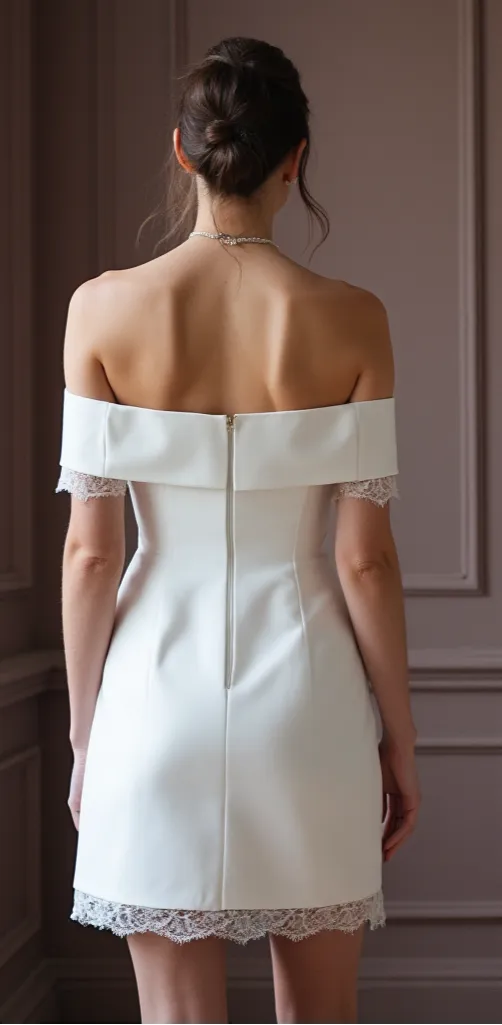 Mini Short Wedding Dress with Sleeves for a Sophisticated Bridal Look - Image 3