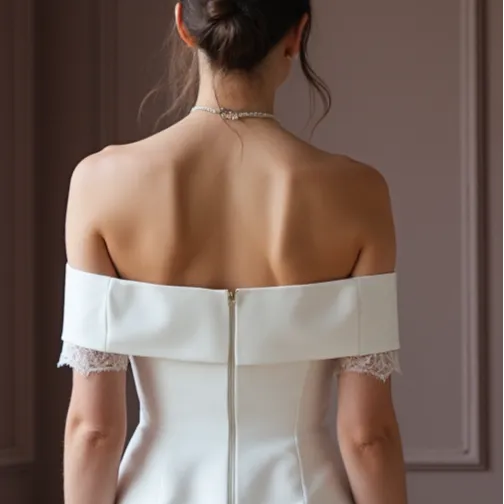 Mini Short Wedding Dress with Sleeves for a Sophisticated Bridal Look - Image 5