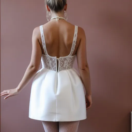 Mini Wedding Dress with Elegant Embellishments for a Glam Look - Image 5