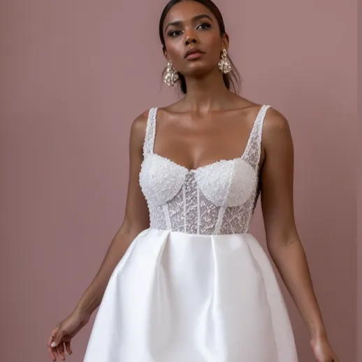 Mini Wedding Gown with a Stylish Cut for Chic and Confident Brides - Image 4