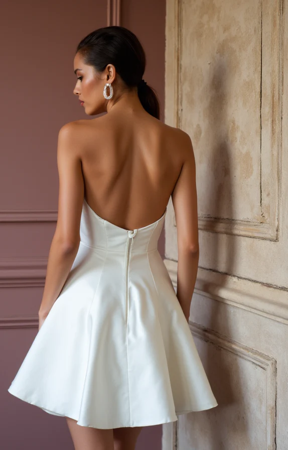 Minimalist Mini Short Wedding Dress with a Clean Silhouette for a Timeless Look - Image 3