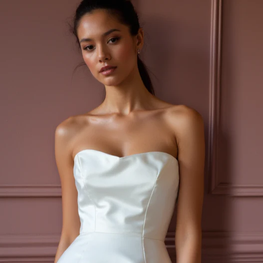 Minimalist Mini Short Wedding Dress with a Clean Silhouette for a Timeless Look - Image 4