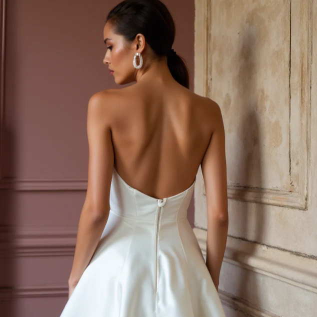 Minimalist Mini Short Wedding Dress with a Clean Silhouette for a Timeless Look - Image 5