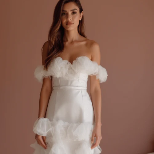 Minimalist White Mini Short Wedding Dress with Simple Straps for an Effortless Look - Image 4
