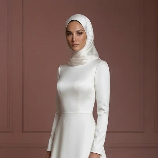 Modern Hijab Bridal Wedding Dress Clean Elegant Modest Style Muslim - Image 4