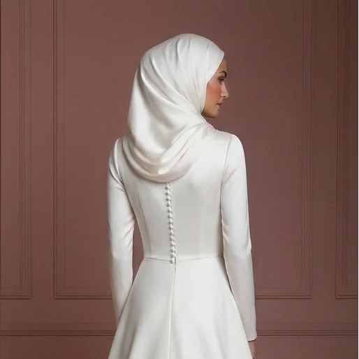 Modern Hijab Bridal Wedding Dress Clean Elegant Modest Style Muslim - Image 5