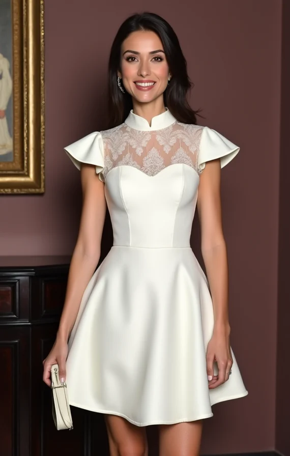 Modern Mini Short Wedding Dress with a Corset Bodice for a Flattering Silhouette - Image 2