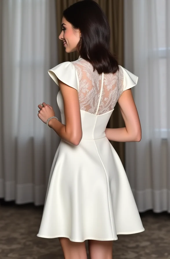 Modern Mini Short Wedding Dress with a Corset Bodice for a Flattering Silhouette - Image 3