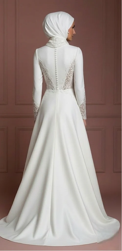 Modern Modest Hijab Wedding Dress Bridal Style Muslim - Image 3