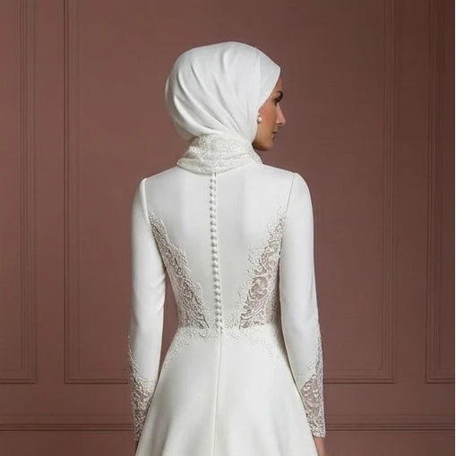 Modern Modest Hijab Wedding Dress Bridal Style Muslim - Image 5