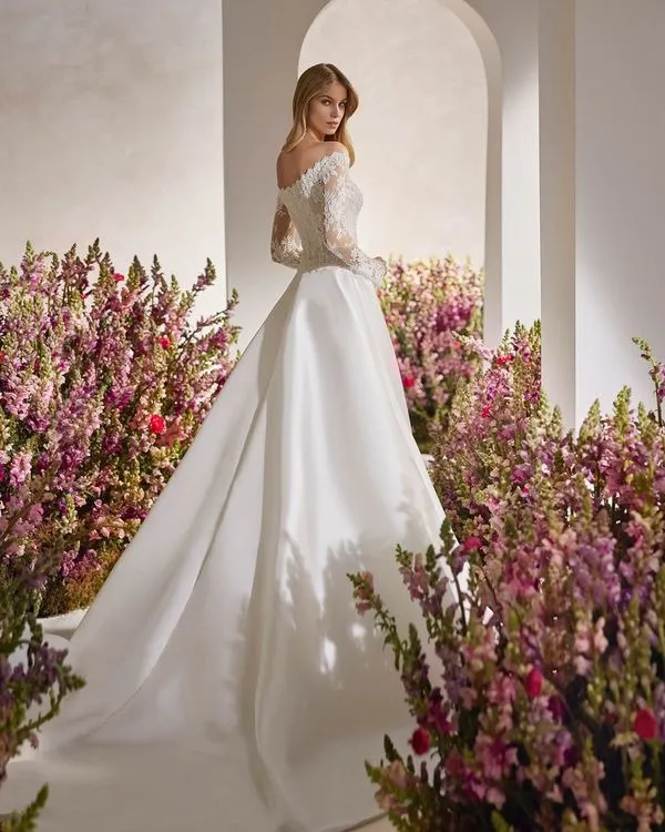 Classic Princess Wedding Dress Satin Court Train Bow Vestido De Novia Bridal Gown Princess Mermaid - Image 2