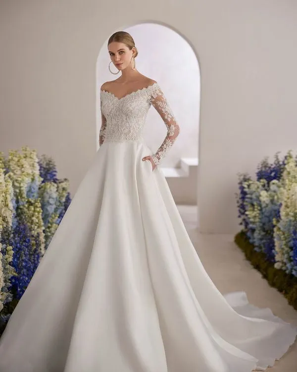 Classic Princess Wedding Dress Satin Court Train Bow Vestido De Novia Bridal Gown Princess Mermaid - Image 3