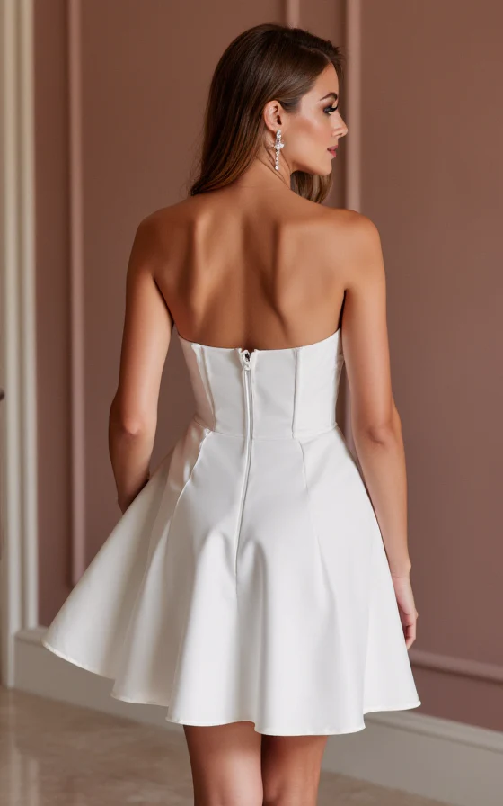 Modern Short Wedding Dress and Mini Dress with a Sweetheart Neckline - Image 3