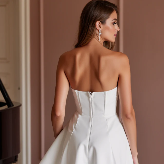 Modern Short Wedding Dress and Mini Dress with a Sweetheart Neckline - Image 5