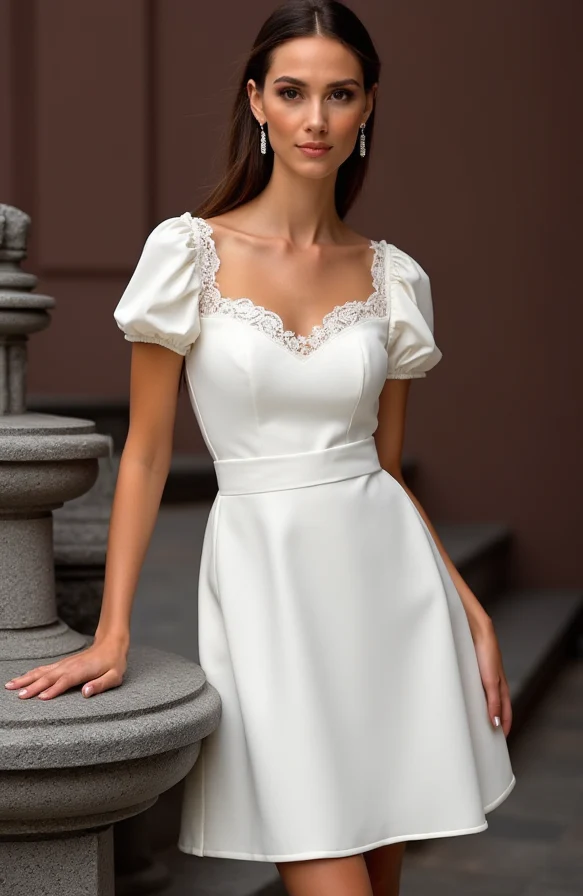 Modern Short Wedding Dress and Mini Dress with Asymmetrical Hemline - Image 2