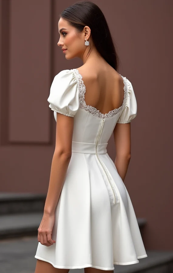 Modern Short Wedding Dress and Mini Dress with Asymmetrical Hemline - Image 3