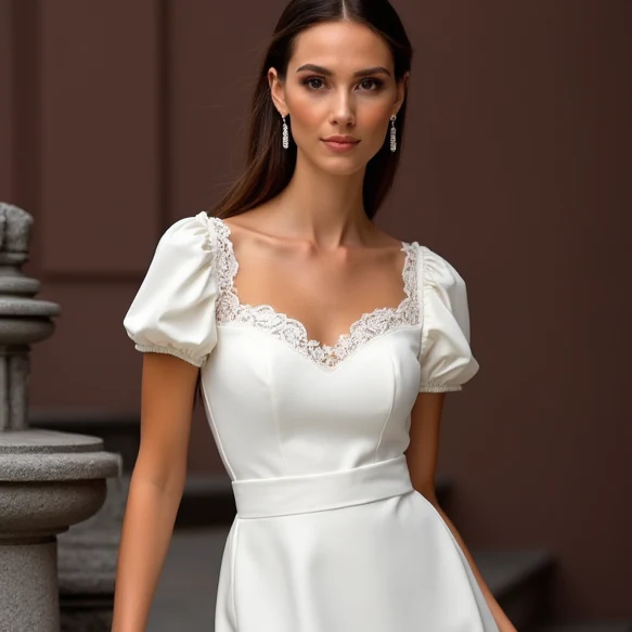 Modern Short Wedding Dress and Mini Dress with Asymmetrical Hemline - Image 4