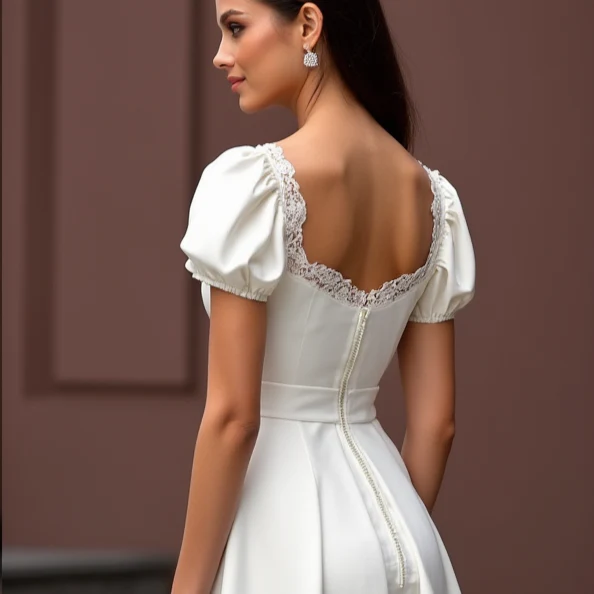 Modern Short Wedding Dress and Mini Dress with Asymmetrical Hemline - Image 5