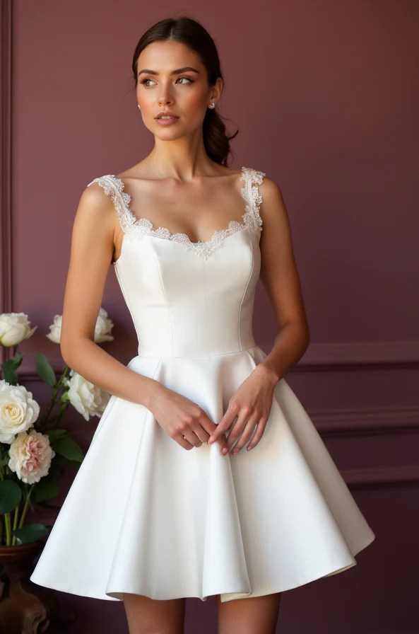 Modern Short Wedding Dress and Mini Dress with Long Sleeves for a Modest Touch - Image 2