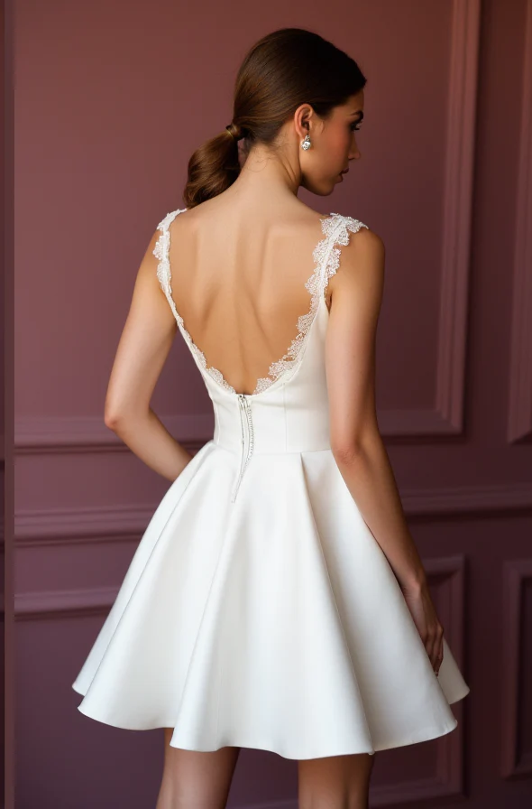 Modern Short Wedding Dress and Mini Dress with Long Sleeves for a Modest Touch - Image 3