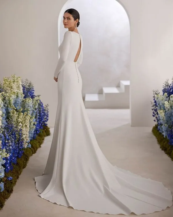 Youthful Mermaid Wedding Dress Satin Court Train Bow Vestido De Novia Bridal Gown Princess Sleeveless Mermaid - Image 2