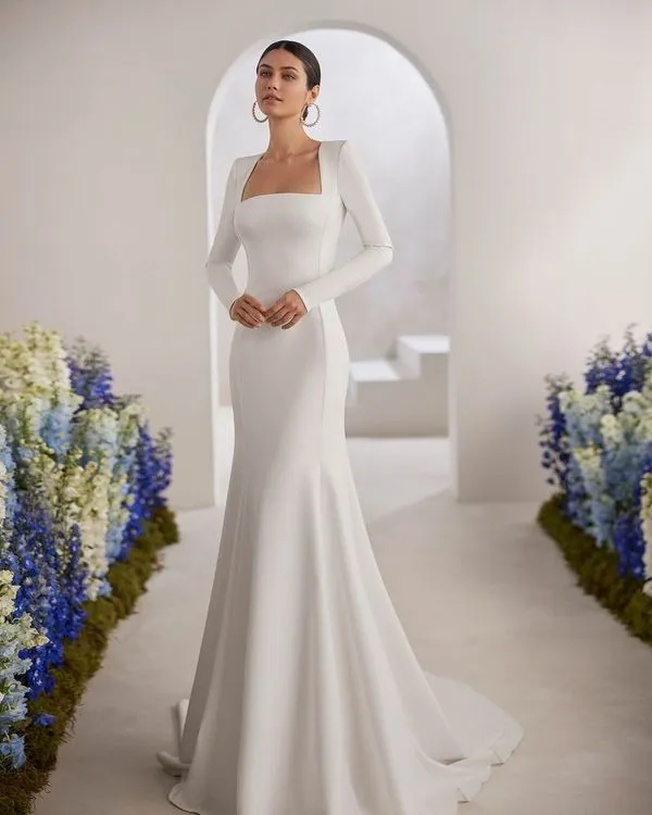 Youthful Mermaid Wedding Dress Satin Court Train Bow Vestido De Novia Bridal Gown Princess Sleeveless Mermaid - Image 3