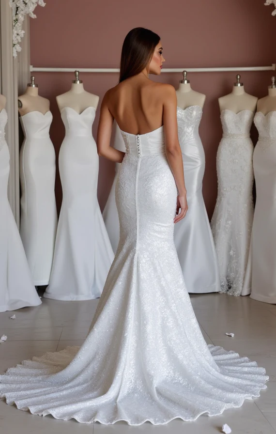 Modern White A-Line Wedding Dress with a High Slit for a Bold Bridal Statement - Image 3