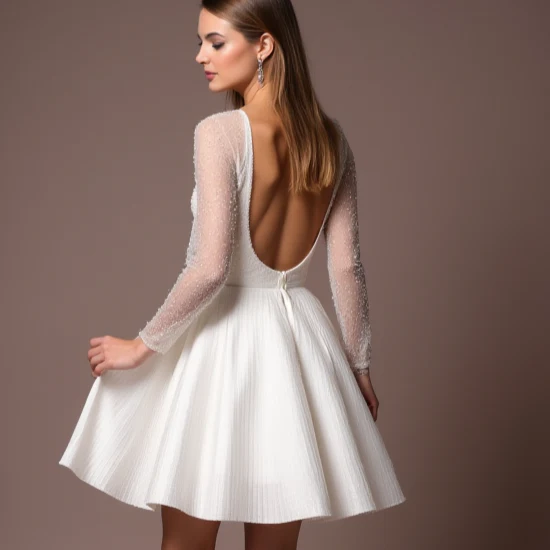 Modern White Mini Short Wedding Dress with a One-Shoulder Design for a Unique Look - Image 5