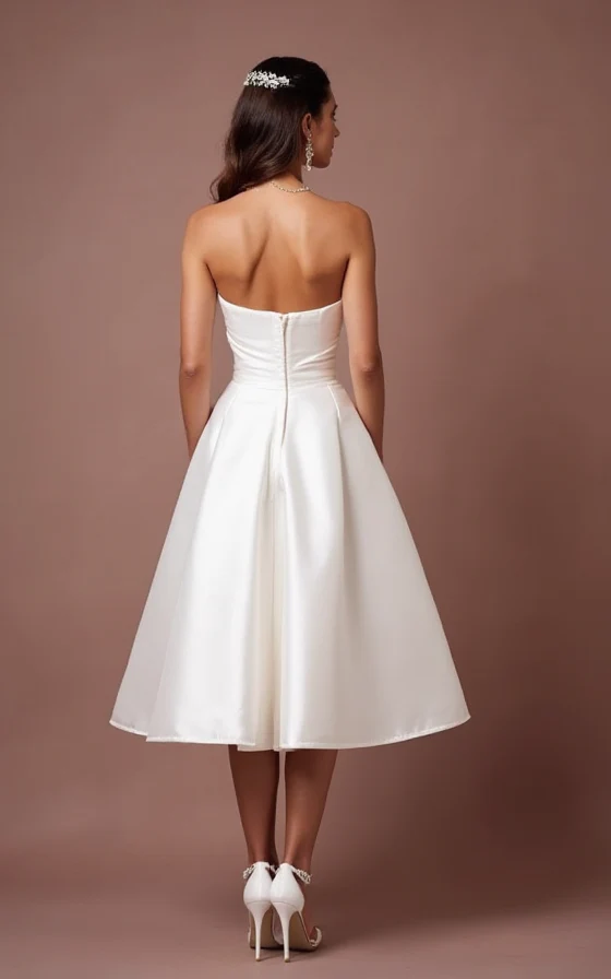 Modern White Mini Short Wedding Dress with a Satin Bow Back for a Luxe Finish - Image 3