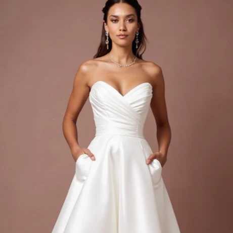 Modern White Mini Short Wedding Dress with a Satin Bow Back for a Luxe Finish - Image 4