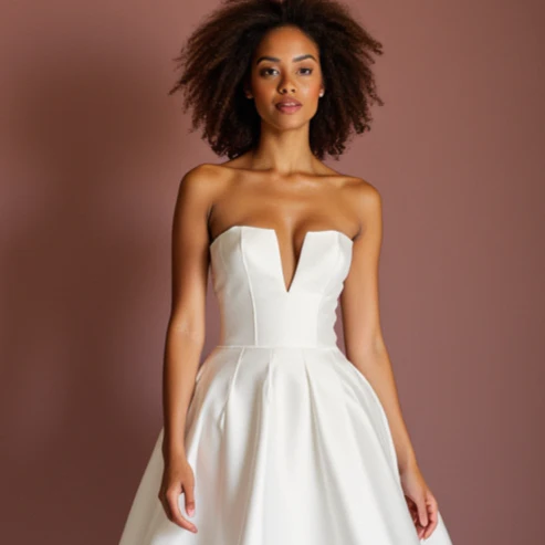 Modern White Mini Short Wedding Dress with Feathered Details for a Unique Bridal Look - Image 5