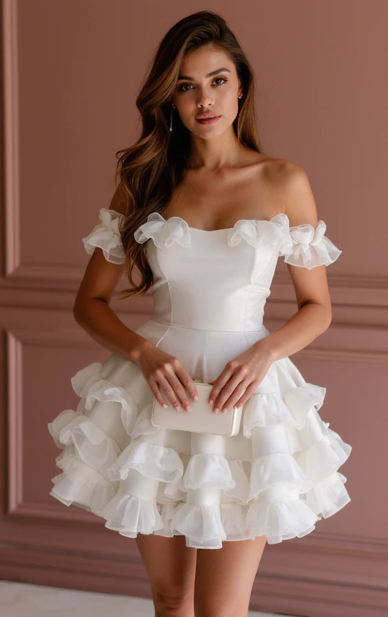 Modern White Mini Short Wedding Dress with Side Cutouts for a Trendy Touch - Image 2