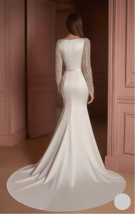 Vintage Lace Wedding Dress High Neck Long Sleeve Bridal - Image 3