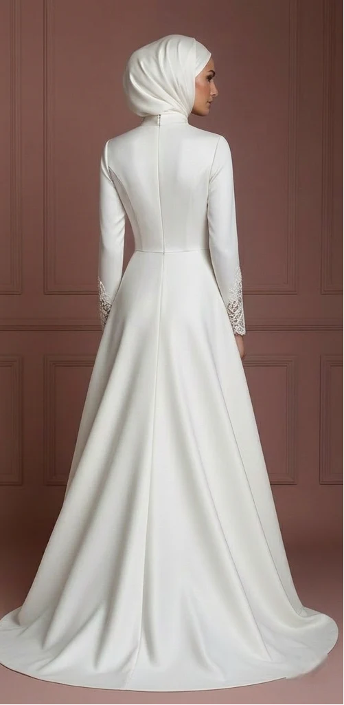 Modest Hijab Bridal Dress Premium Wedding Dress Style Muslim - Image 3