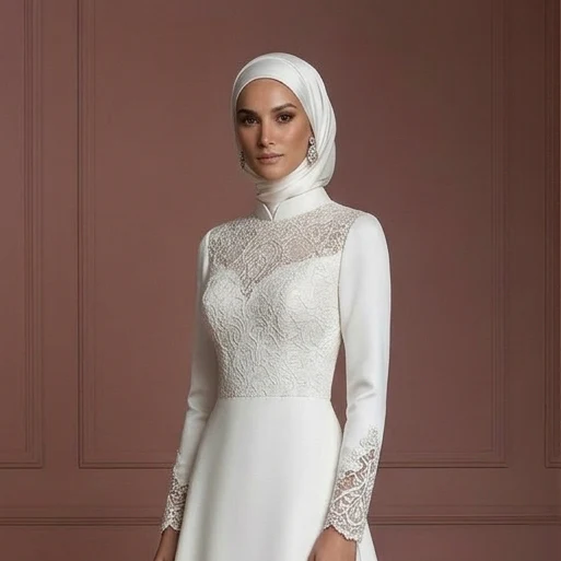 Modest Hijab Bridal Dress Premium Wedding Dress Style Muslim - Image 4